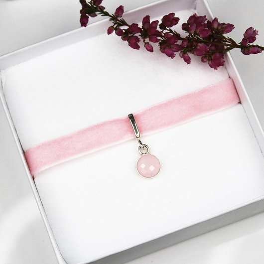 POPLAVSKY  CHOKER RÓŻOWY KRYSZTAŁ srebro 925 POPLAVSKY