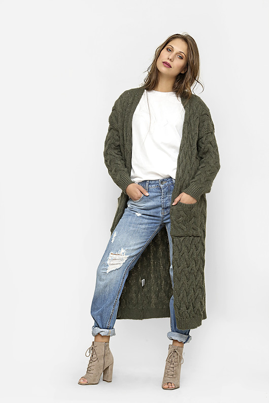 kardigany damskie Kardigan Lukrecja Oliwkowy