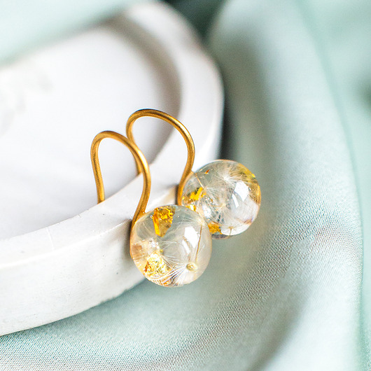 kolczyki z żywicy Kolczyki z rzęsek dmuchawca