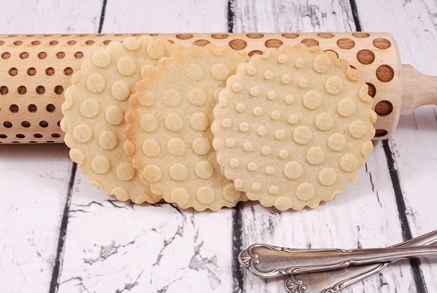wałki do ciasta DOUBLE POLKA DOTS - grawerowany wałek do ciasta