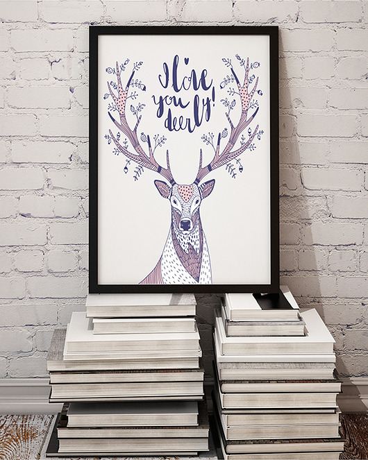 plakat. jeleń (format A3) Love Life and Forest