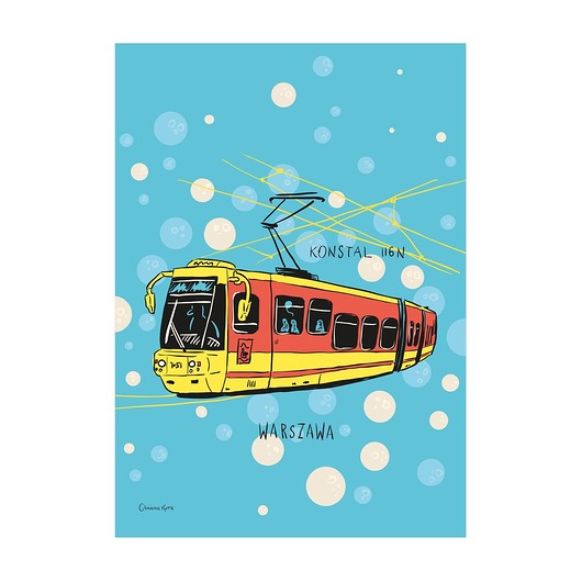 Plakat A4 Warszawa Tramwaj Konstal 116N Gliniana Kura