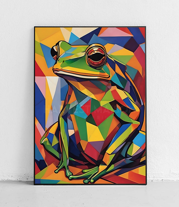 plakaty Plakat Żaba w geometrycznym świecie