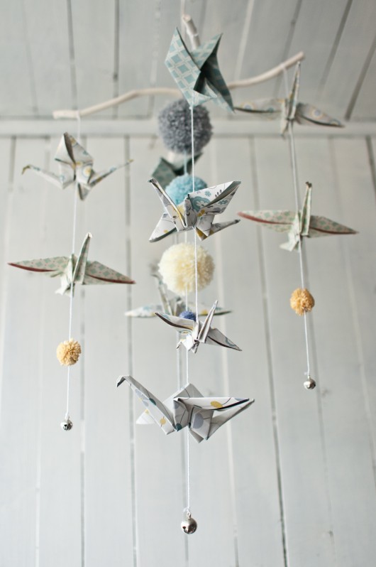 pokój dziecka - różne Mobil origami "Szara chmurka"