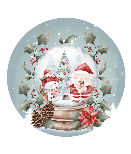 tapety i naklejki ścienne Naklejka ścienna Szklana Kula z Mikołajkami (koło)