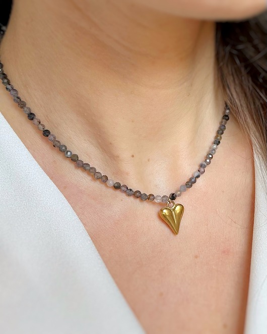 złote naszyjniki Naszyjnik Iolit z Sercem