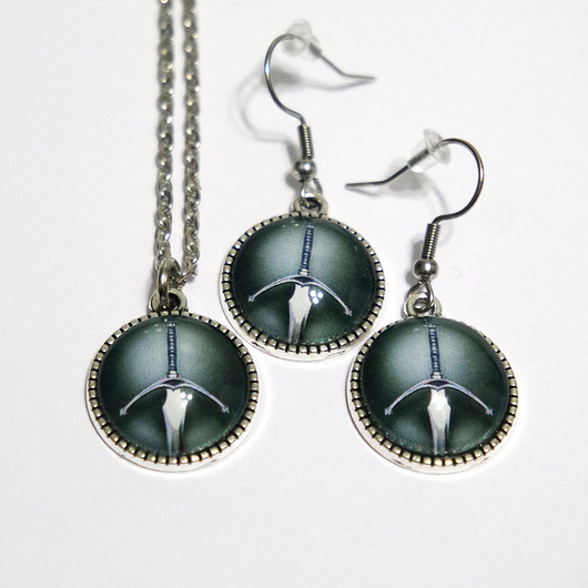 komplet biżuterii Naszyjnik i kolczyki - komplet - Miecz