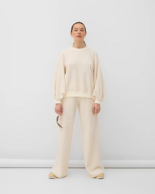 bluza bez kaptura damska Bawełniana bluza Enjoyable ecru boucle