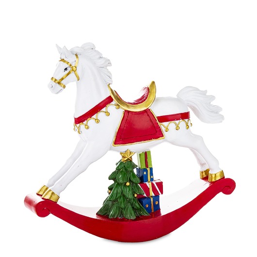 dekoracje świąteczne Figurka - biały konik na biegunach 22x24,5x7,2 cm BIANNA
