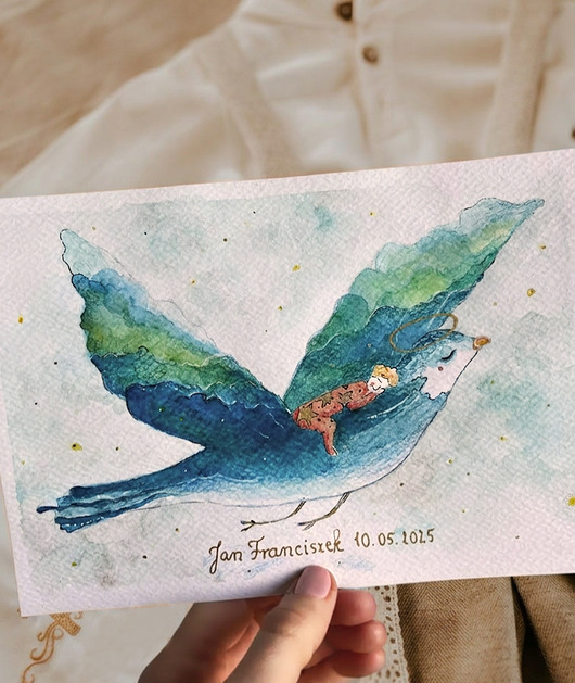 Chrzest - inne Ręcznie Malowana Pamiątka Chrztu