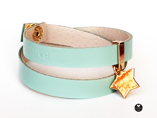 star mint flexi + gold bransoletka skórzana barboleta