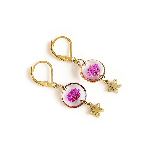 kolczyki z żywicy Kolczyki wiszące z kwiatami