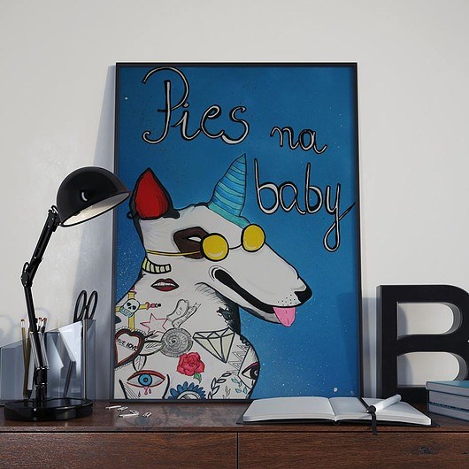 Pies na baby - oryginał 60x80 cm MOSKIT Marta Oniszk