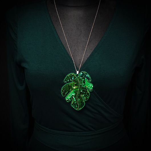 wisiory Monstera-  zielony wisior