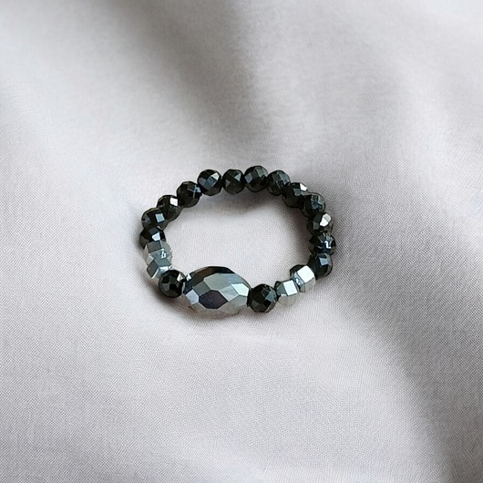 pierścionki elastyczne Pierścionek PREMIUM : krzem, turmalin, hematyt- PIERŚCIONEK