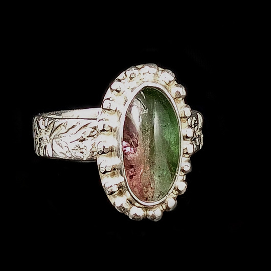 pierścionki srebrne Pierścionek pastelowy turmalin arbuzowy