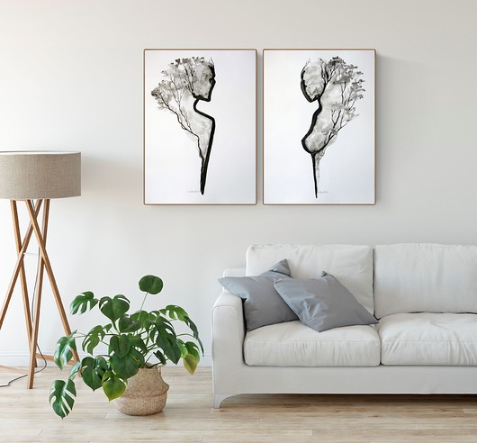 zestaw 2 grafik 50 x 70 cm wykonanych ręcznie Krystyna Siwek Art