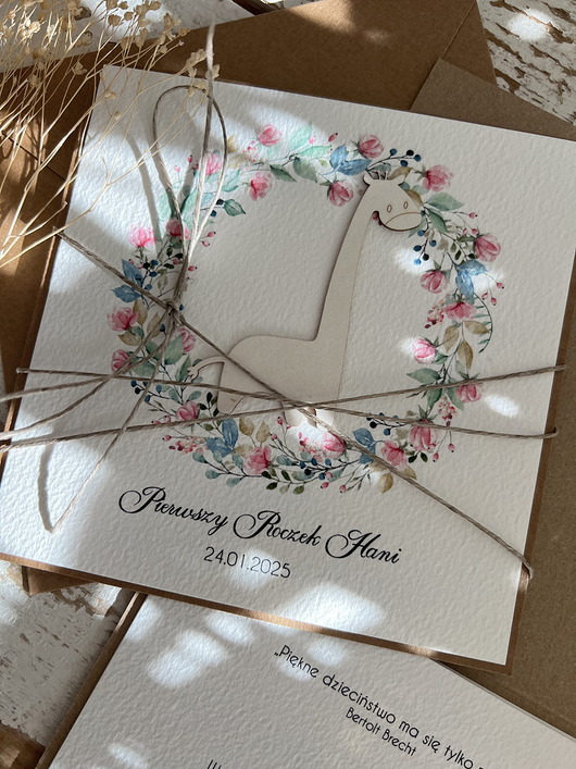 kartki scrapbooking Ręcznie robiona kartka na urodziny dziecka z personalizacją - zyrafa - prezen