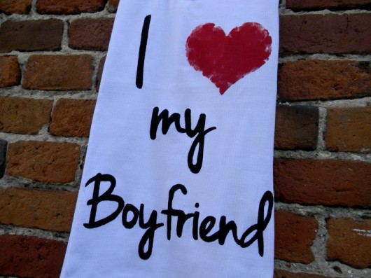 I LOVE MY BOYFRIEND biała bokserka [36 S] Marvellousette