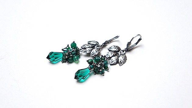 kolczyki wire wrapping Zielone pnącze  vol. 8 - kolczyki