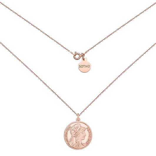 złote naszyjniki Medalion z różowego złota z dużą monetą