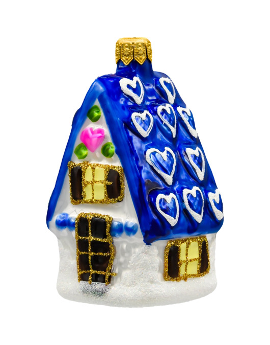 ozdoby choinkowe Bombka choinkowa: Domek z serduszkami: niebieski