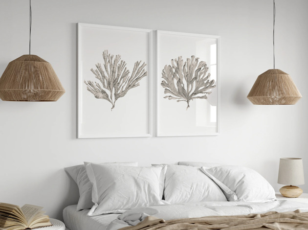 grafiki i ilustracje ZESTAW 2 PLAKATÓW  beżowe koral akwarela