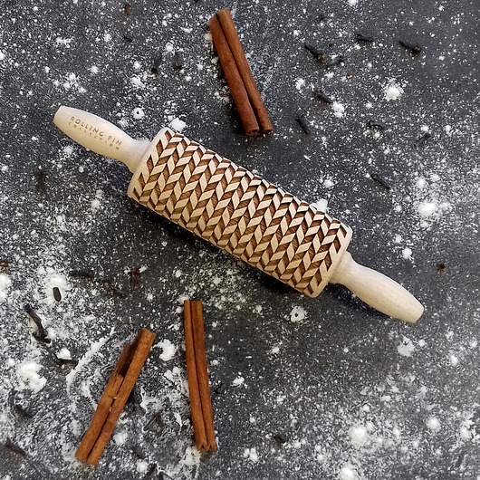 geometryczny nr 3- mały wałek grawerowany Rolling Pin Collection