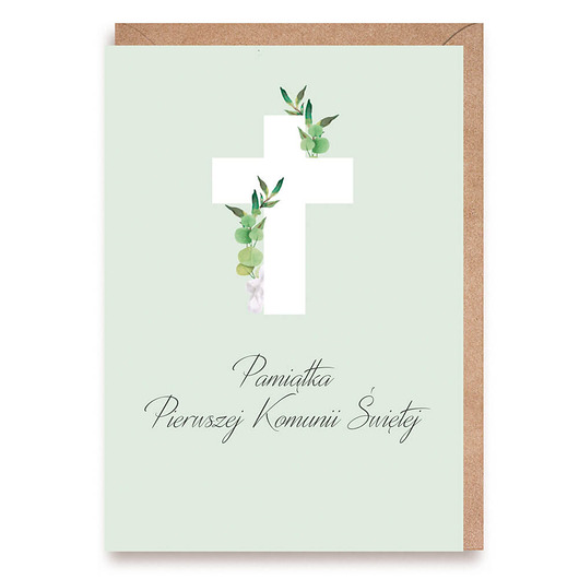 kartki na komunię Kartka na Pierwszą Komunię Świętą - "delikatny krzyż"