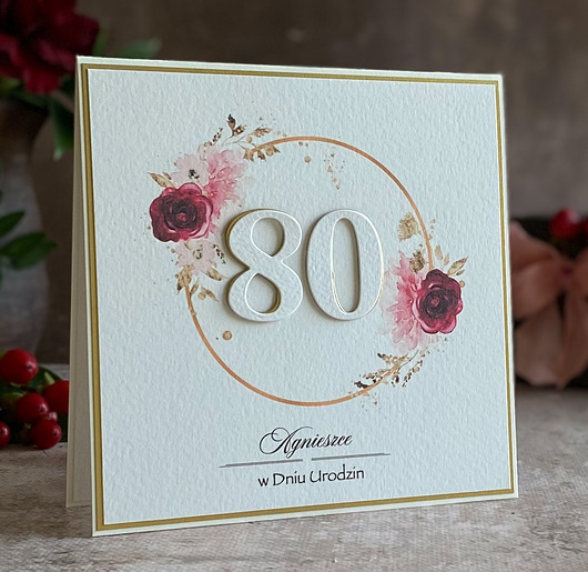 kartki scrapbooking Personalizowana kartka na 80 urodziny, BH 50