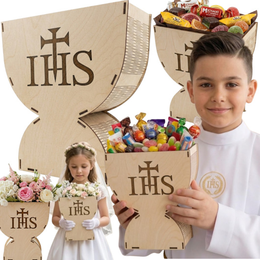 komunia - pozostałe Kielich Box Pudełko na Słodycze Prezent Komunię Pamiątka Pierwszej Komunii