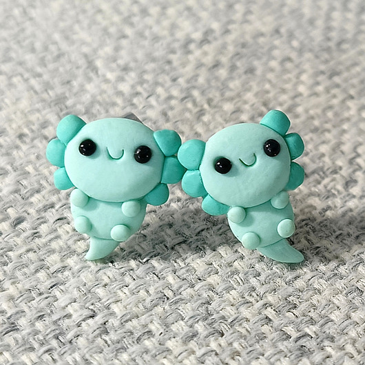 kolczyki z masy plastycznej Kolczyki Aksolotl