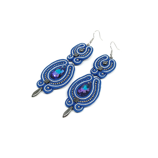 kolczyki soutache Kobaltowe kolczyki sutasz - Tulip