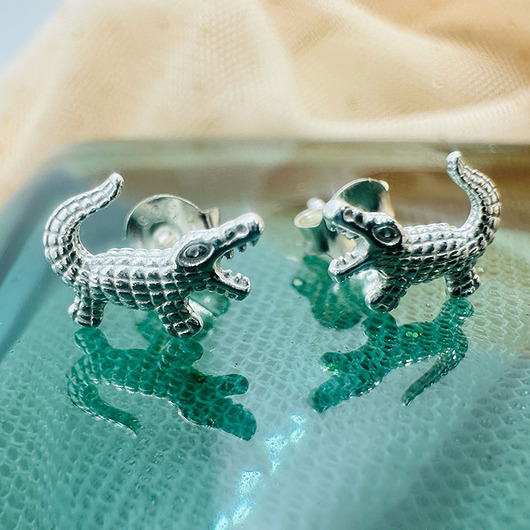 kolczyki srebrne Srebrne kolczyki krokodylki, sztyfty krokodyle