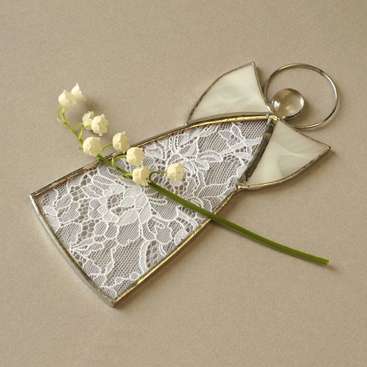 Pamiątka Chrztu Świętego anioł witrażowy BeArt Handmade