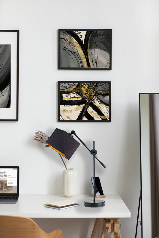 lampy stołowe Czarna lampa biurkowa z regulowanym ramieniem BELO GOLD