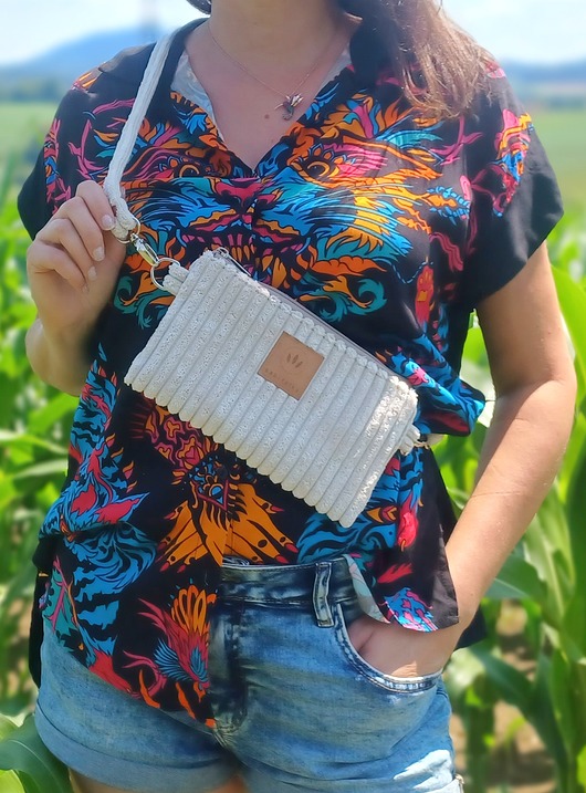 saszetka nerka Sztruksowa mini nerka saszetka Kremowa