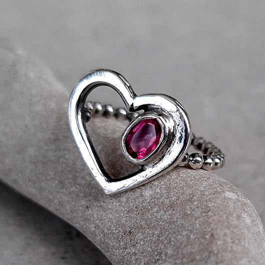 pierścionki zaręczynowe Cor - srebrny pierścionek z różowym topazem