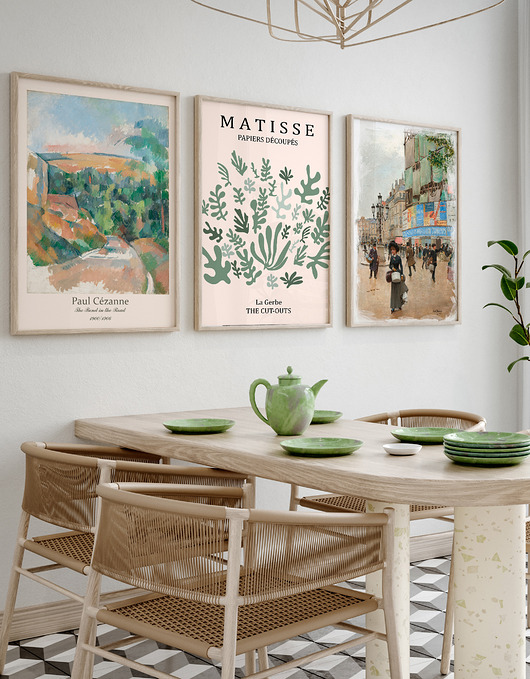 plakaty ZESTAW PLAKATÓW vintage w kolorze szałwii (set121)