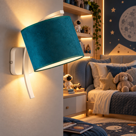 lampy do pokoju dziecka Kinkiet dziecięcy z abażurem TEKSAS VELUR KIDS w kształcie łuku