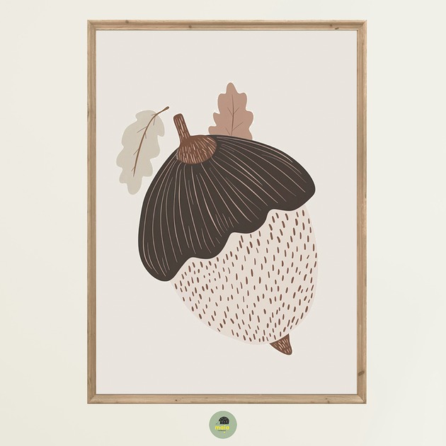 obrazy i plakaty do pokoju dziecięcego Plakat Pastelowy Boho dla dzieci żołędź