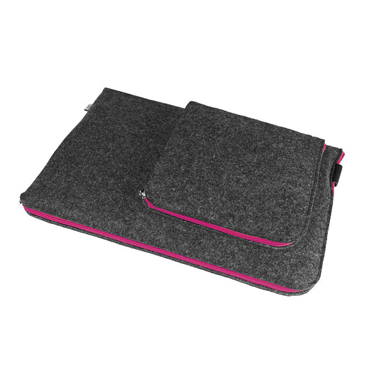 MacBook etui z filcu z kieszonka zamek fuksja purol design