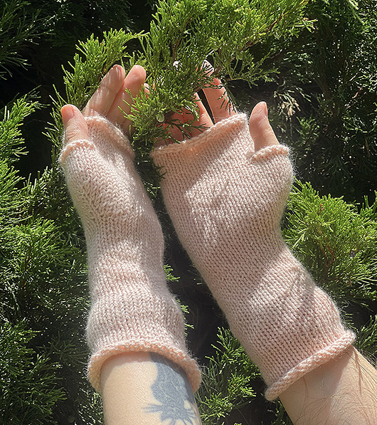 rękawiczki damskie Ciepłe mitenki z baby alpaki różowe