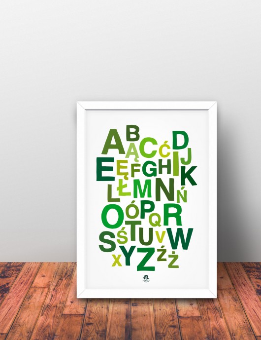 Alfabet polski -plakat 50x70cm zielony Matka Po Godzinach