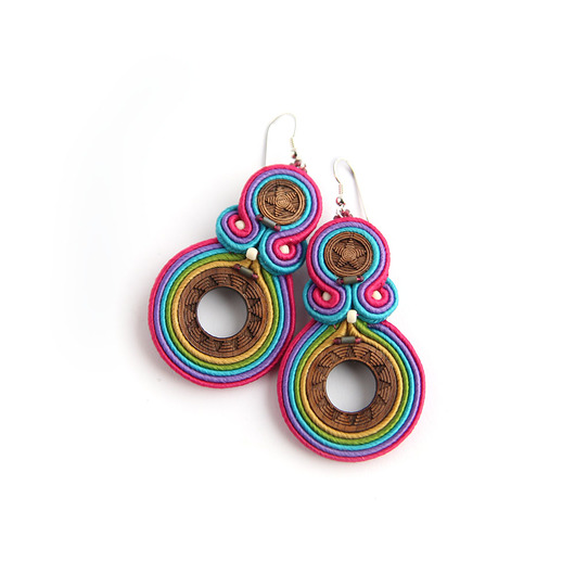 kolczyki soutache Kari M - kolczyki etno, srebro