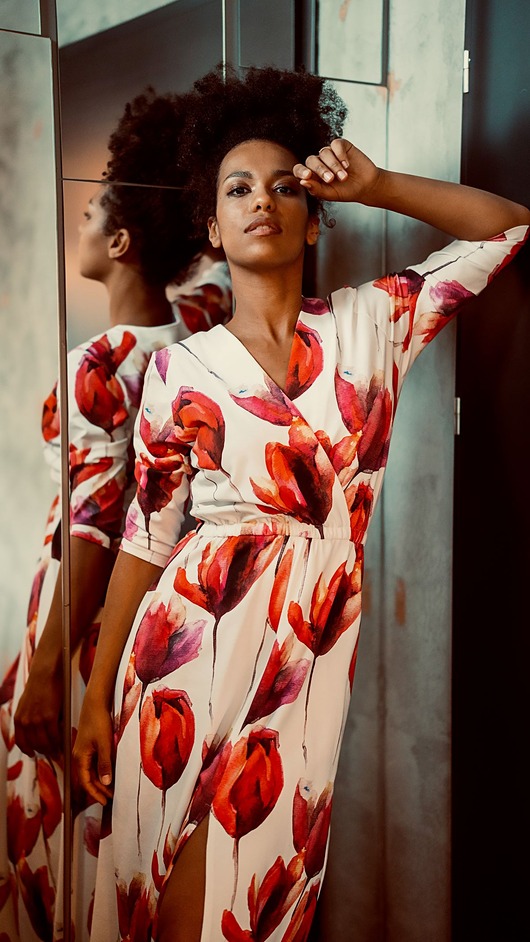 sukienki maxi damskie Sukienka maxi w tulipany