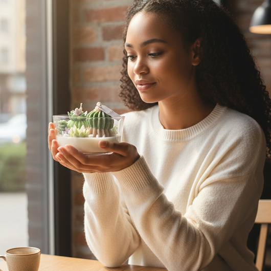 świeczniki i świece Sukulenty w szkle - świeca sojowa dekoracyjna