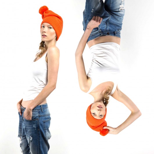Czapka Beanie Pompon Pomarańcz CADOaccessories