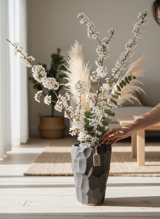 wazony Duży wazon na kwiaty, dekoracyjny obiekt ceramiczny, styl minimalistyczny