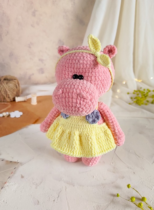 misie i maskotki Hipopotamek w sukience, Hipcia pluszowa, Prezent dla dziewczynki